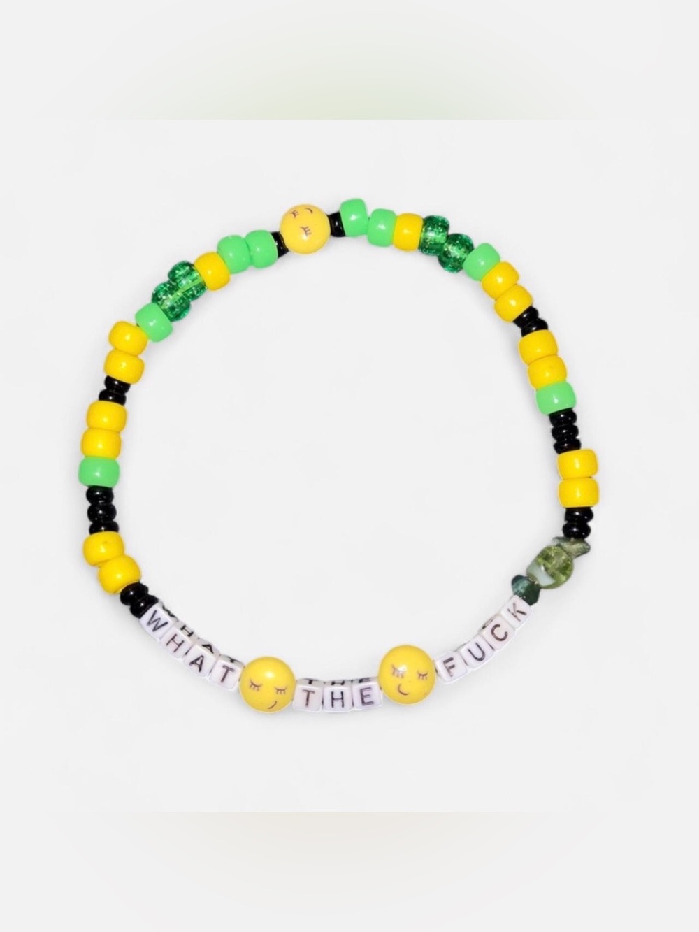 Yellow & Green Beaded Statement Choker Necklace with Letter Beads